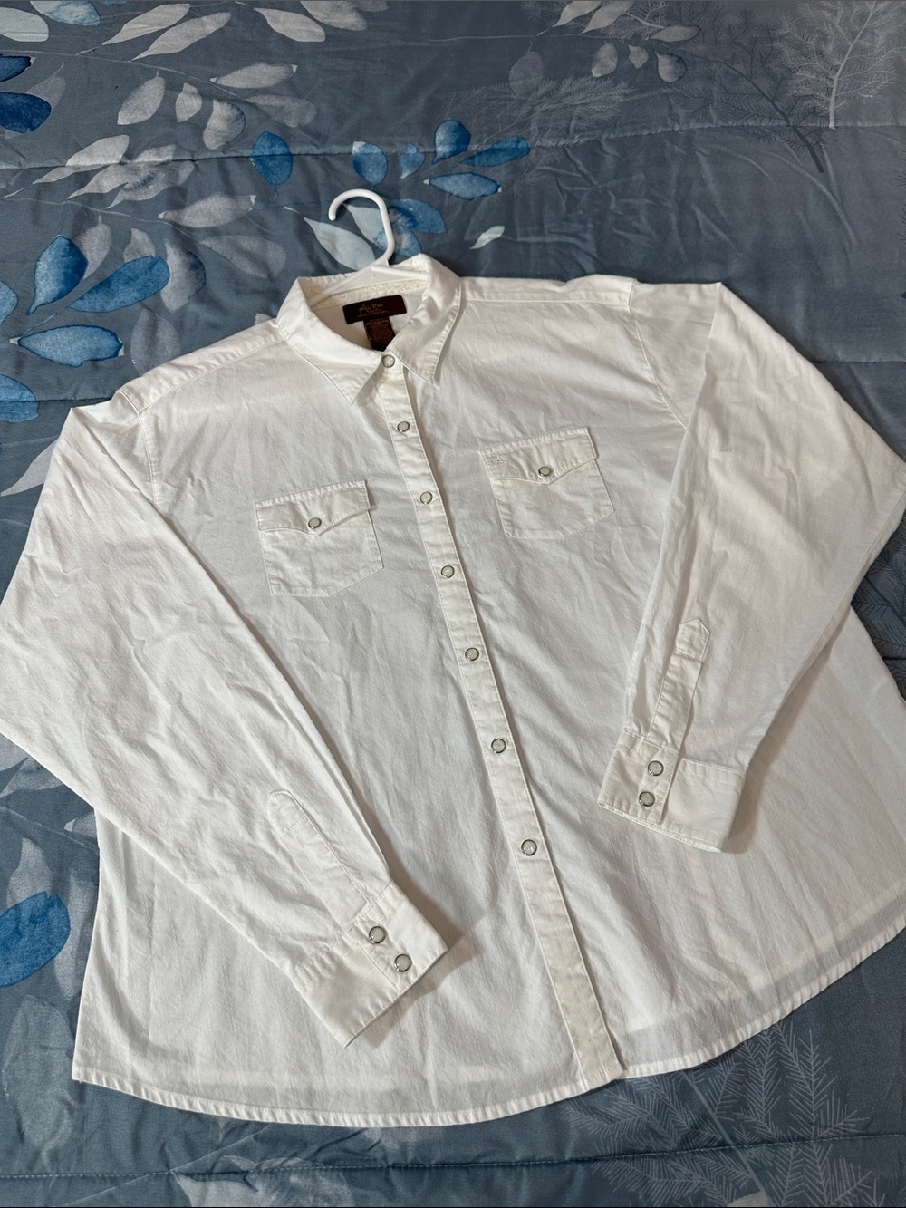 EUC Women’s Aura/Wrangler White Long-Sleeve Casual Button-Down Shirt Sz XXL